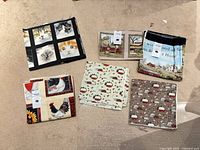 All six folded fabric panels displayed