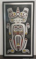 Front view showing full Haida totem design within frame