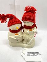 Front view of the Snowbabies figurine showing snowman and Snowbaby with mugs