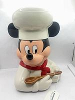 Front view showing entire Chef Mickey Mouse cookie jar with lid