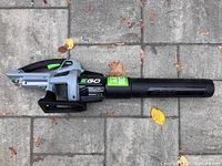 Left side view of EGO LB5300 blower on paving stones