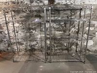 Front view of both chrome wire shelving units