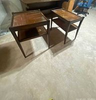 Both wooden side tables, front perspective