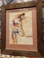 Full view of framed watercolor painting