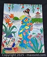 Full view of the ceramic art tile with Japanese garden scene