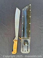 Full view of machete and sheath