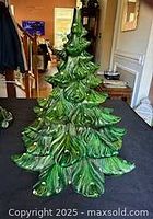 Front view of green ceramic Christmas tree
