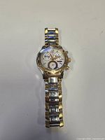 Front view of Pierre Balmain chronograph watch showing dial and bracelet