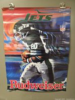 Full poster front view showing Jets player and Budweiser logo