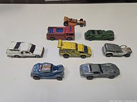 Group shot of all eight Hot Wheels cars