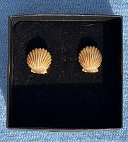 Both gold shell earrings in presentation box