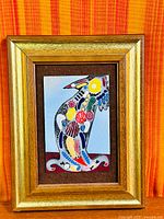 Full view of framed Morvay enamel artwork