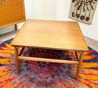 Full view of square maple coffee table