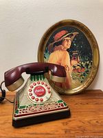 Telephone and tray displayed together