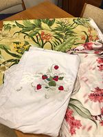 Overview of three fabrics on table