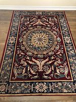 Full view of rug showing pattern and colors