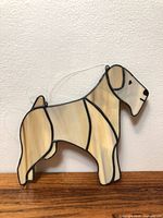 Full view of stained glass Airedale terrier front side