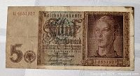 Front of 1942 German 5 Reichsmark banknote full view