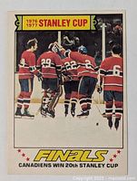 Front of card showing Canadiens celebration image and titles