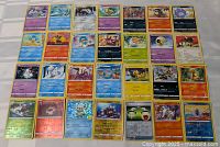 All 28 cards laid out in four rows