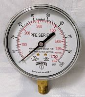 Front view of Winters PFE Series gauge showing dial, scales and pointer