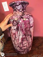 Front and neck of purple-pink glazed ceramic vase