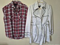 Front view of both garments hanging