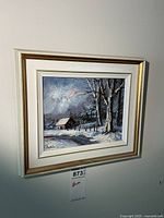 Front view of framed painting on wall