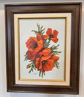 Front view of framed M.J. Weber poppy oil painting