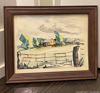 Front view of framed painting showing entire artwork and frame