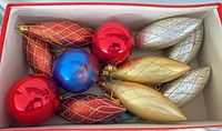 Box of assorted vintage glass ornaments