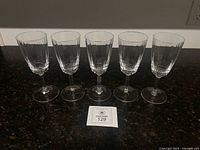 Five Dansk Ursula crystal wine glasses front view