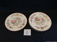 Front view showing all six plates and pattern