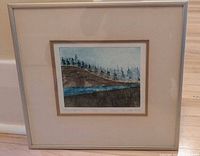 Full view of framed print showing mat and frame