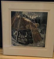 Full view of framed Winter Fire print