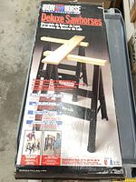 Box front showing Iron Horse Deluxe Sawhorses image and branding