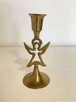 full view brass angel candlestick front