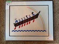 Full view of framed serigraph print with frame and mat visible