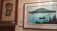 Overall view showing two framed Indigenous serigraph prints on wall