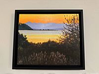 Full view of framed oil painting on wall