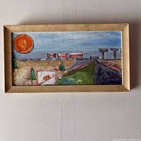 Full view of framed oil painting