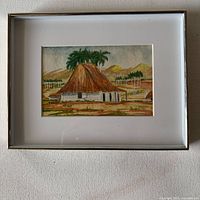 Frontal view of framed watercolour