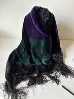 Shawl draped to show color gradient and fringe