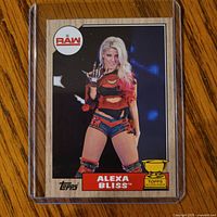 Front of 2017 Topps Alexa Bliss rookie card in protective case