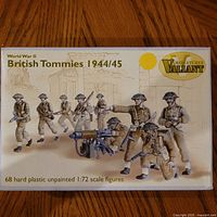 Front of Valiant Miniatures World War II British Tommies box showing artwork and 68 figure count