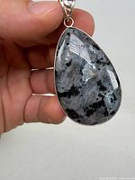 Front view of larvikite sterling pendant