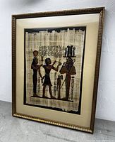 Full view of framed papyrus painting