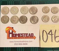 Overview of all ten coins on card