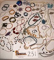 Full overview of all jewelry spread on table