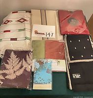 Group view of all textiles laid out on table